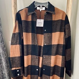 BB Dakota Eldridge Plaid Coat - Cognac/Black